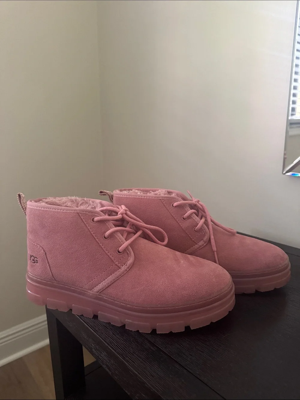 UGG Neumel Boot - Pink Suede Lace-Up Winter Boots